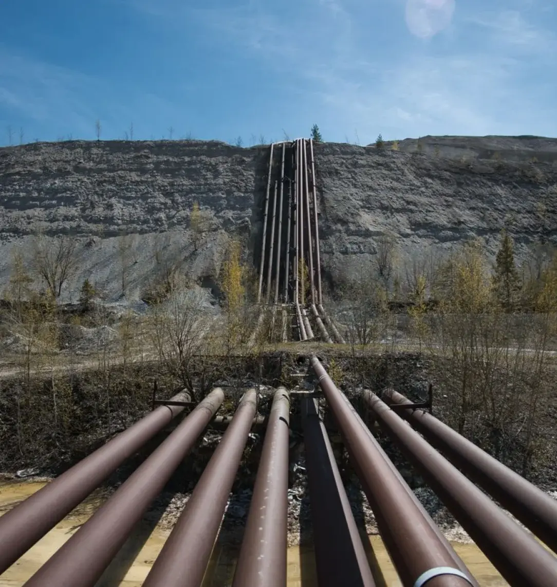 Parallel pipelines running across a hillside